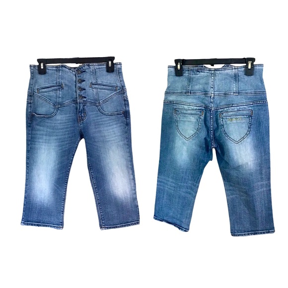Vigoss Women’s 28 5/6 Capri Cropped Jeans High Waisted Button Fly Jeans. Y2K - Picture 1 of 11